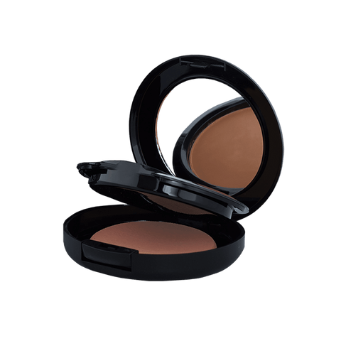 A compact case containing two shades of powder foundation, ideal for customizable coverage and blending. The sleek packaging features a mirror and applicator for convenient on-the-go touch-ups.